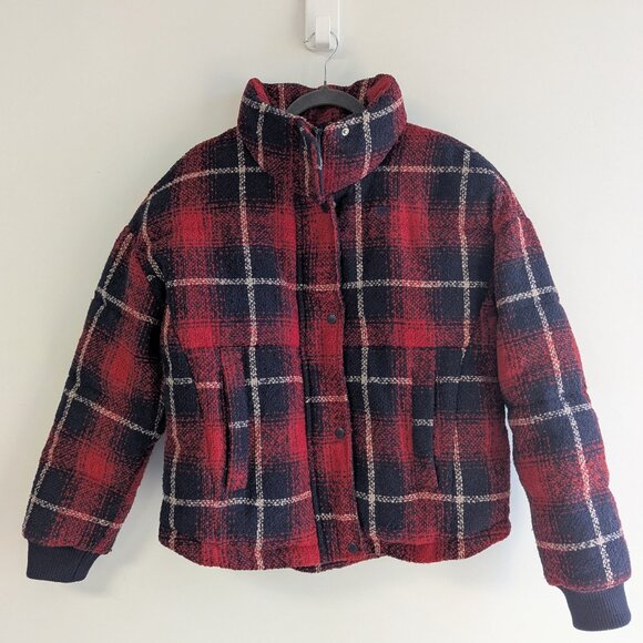 Levi's Stand Collar Wool Puffer Plaid Jacket - Picture 4 of 11